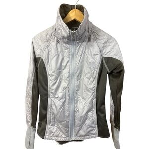 The North Face Vidali High Rise Heather Grey Quilted Colorblock Jacket